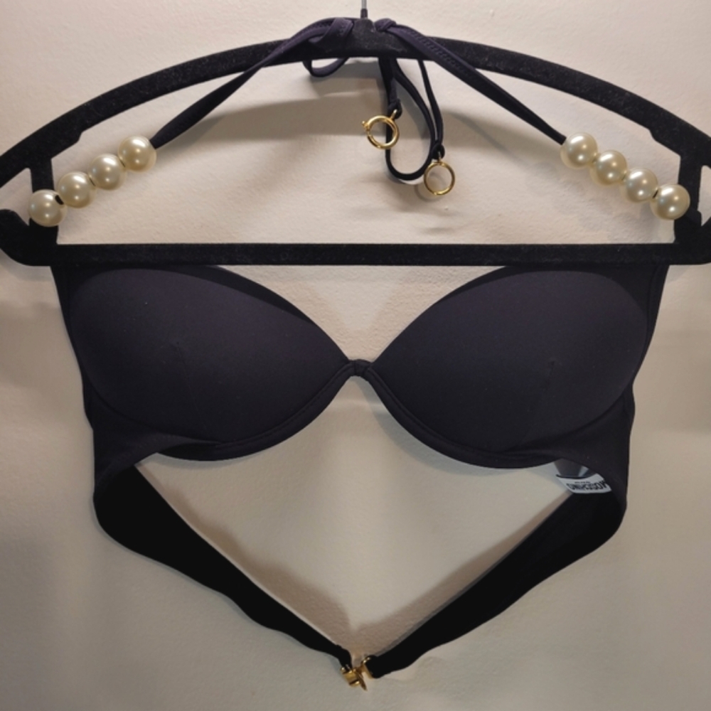 Moschino swim Black bikini pearl top size 34 medium